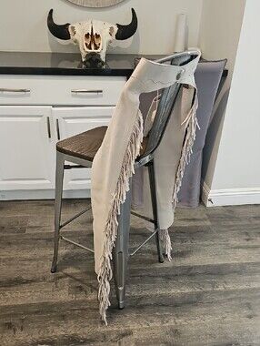 PERRI'S Fringed Leather Suede Light Beige